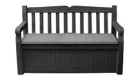 A dark brown outdoor storage bench - Keter