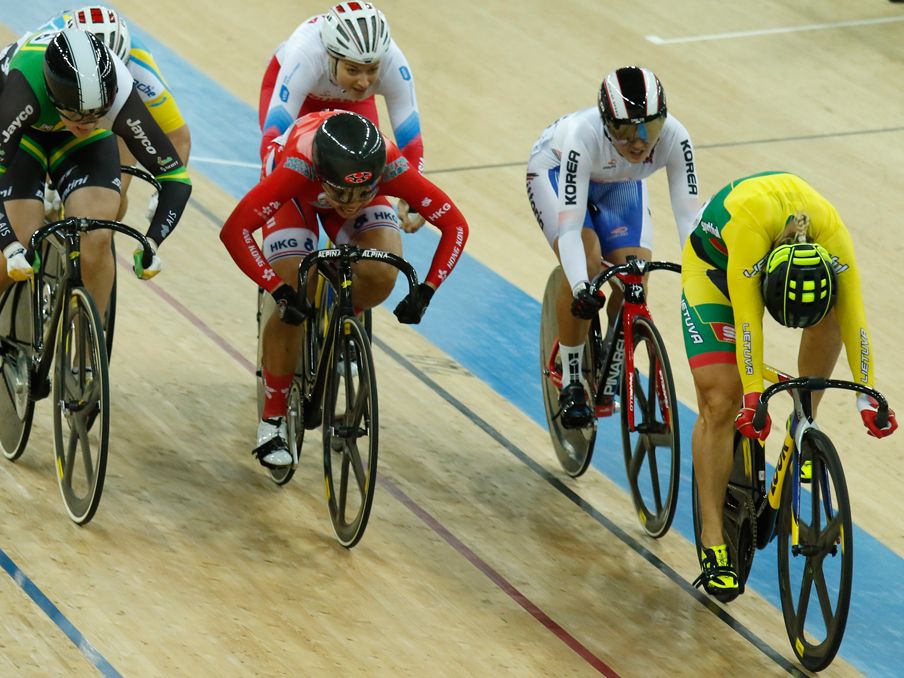 Simona Krupeckaite of Lithuania on her way to win the Women's Keirin's Final