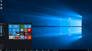 A screenshot of the Windows 10 desktop with its Start Menu open
