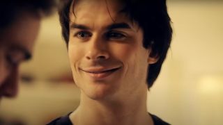 Ian Somerhalder smiles wryly in The Vampire Diaries.