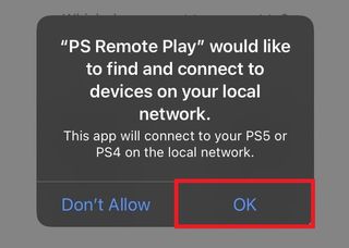 How to remote play on PS5 — Click OK on PS Remote Play connect screen