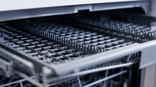 Third rack on dishwasher pulled out