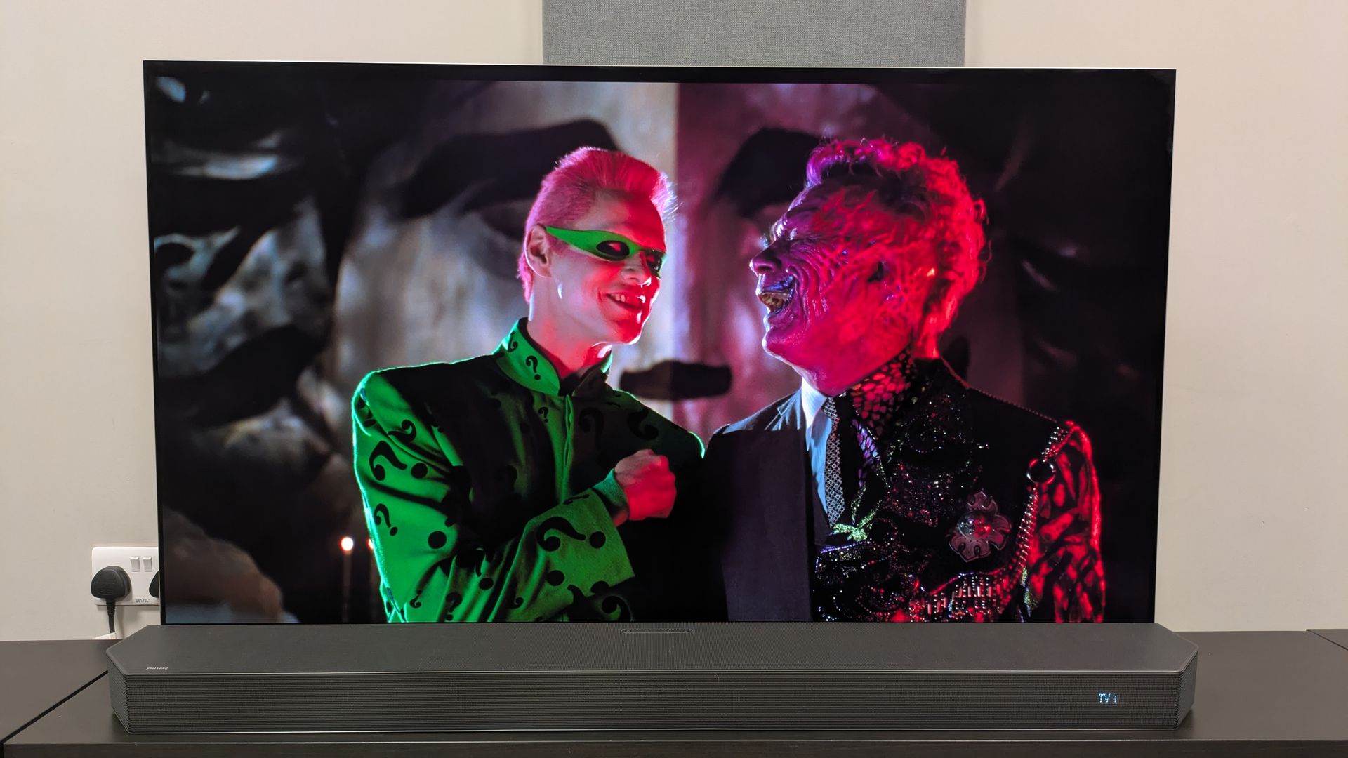 Batman Forever 4K Blu-ray showing Riddler and Two-Face talking