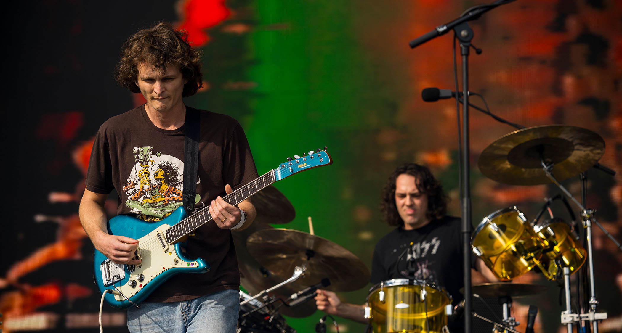 Stu Mackenzie plays his 1967 Yamaha SG-5A "Flying Samurai" onstage with King Gizzard and the Lizard Wizard