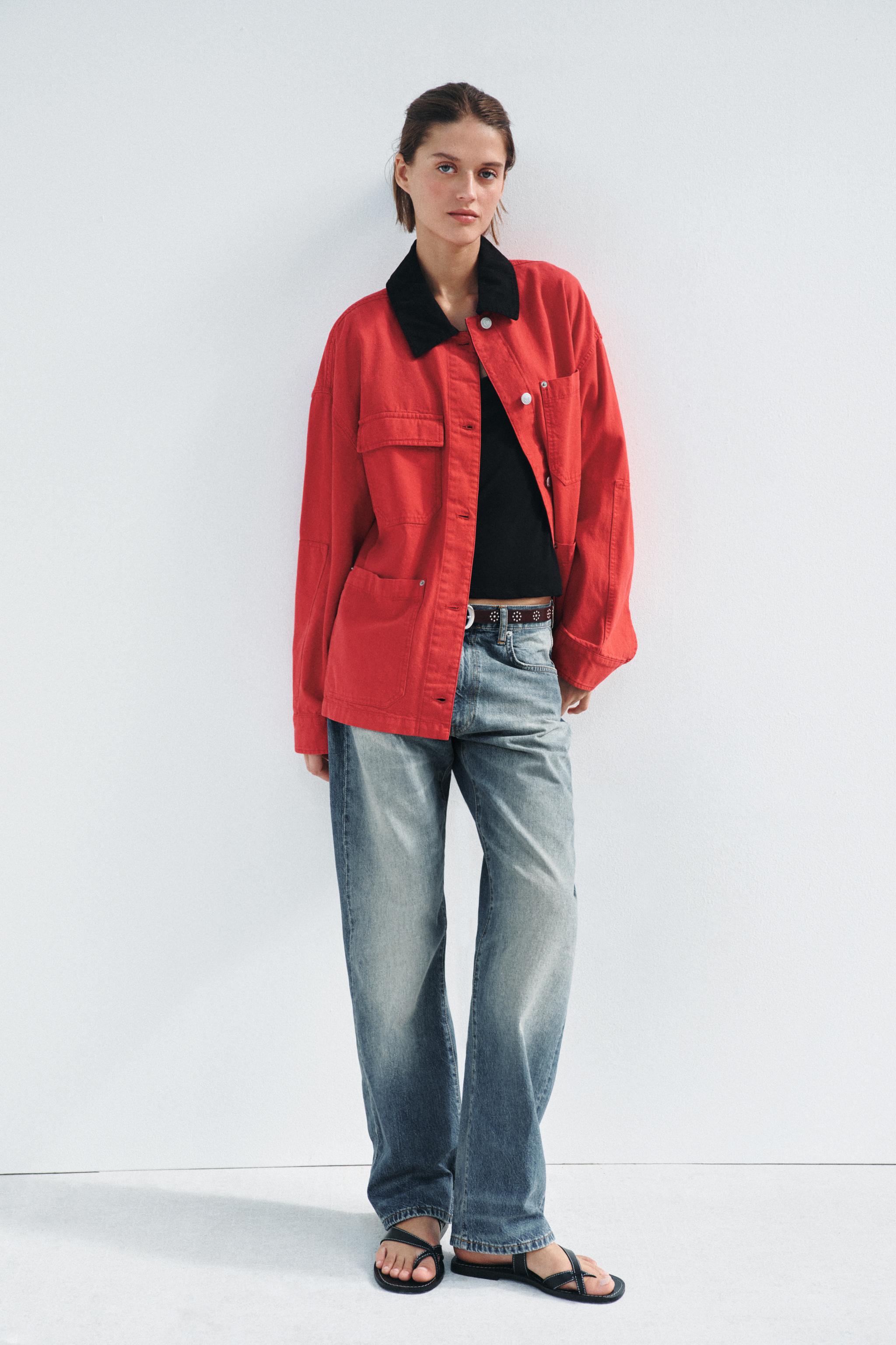 Zw Collection Contrast Collar Overshirt
