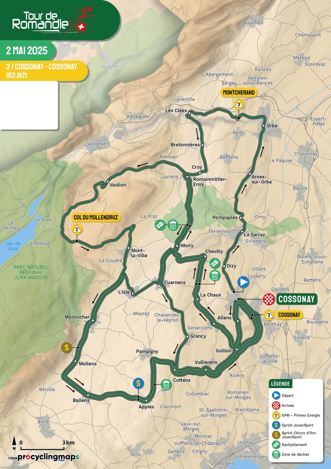Tour de Romandie 2025 route maps and profiles