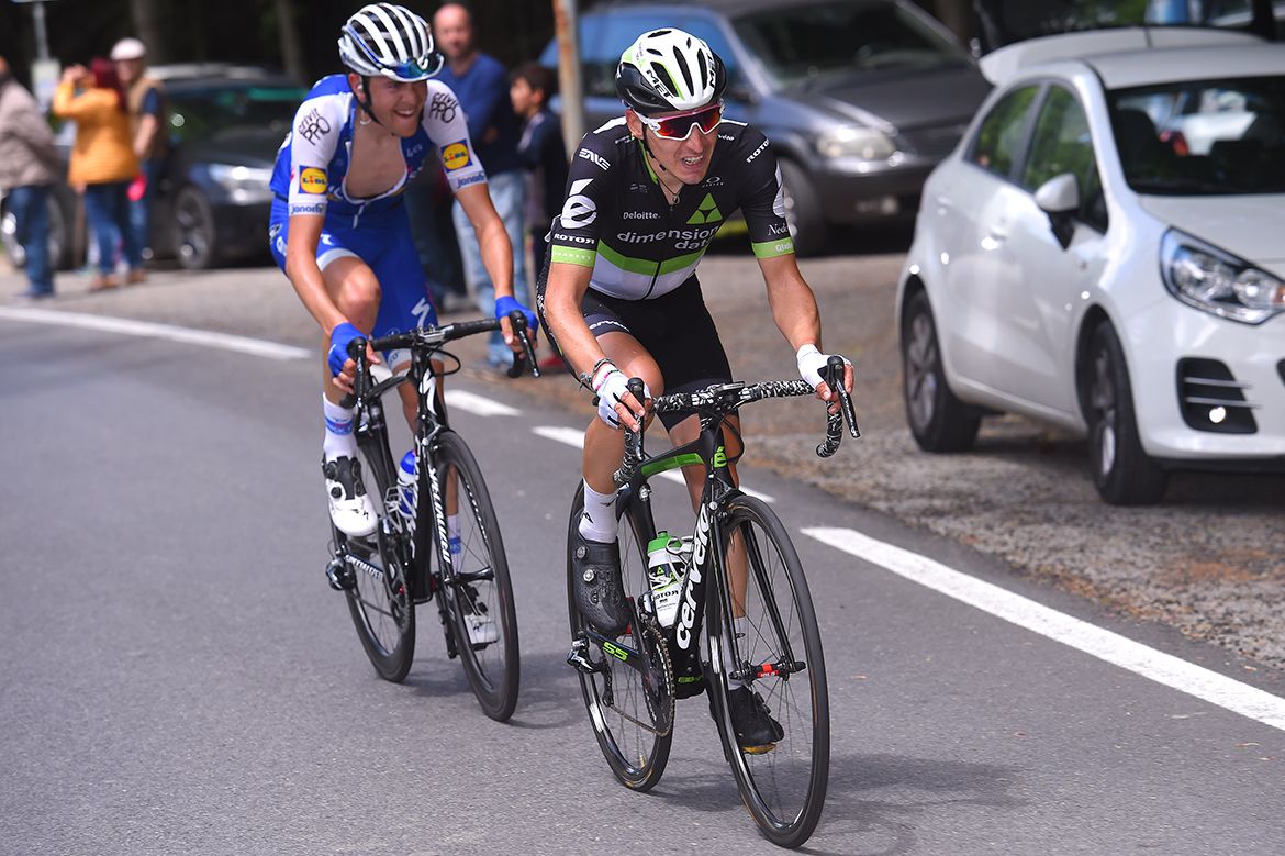 Igor Anton and Laurens De Plus up the road at the Giro d'Italia