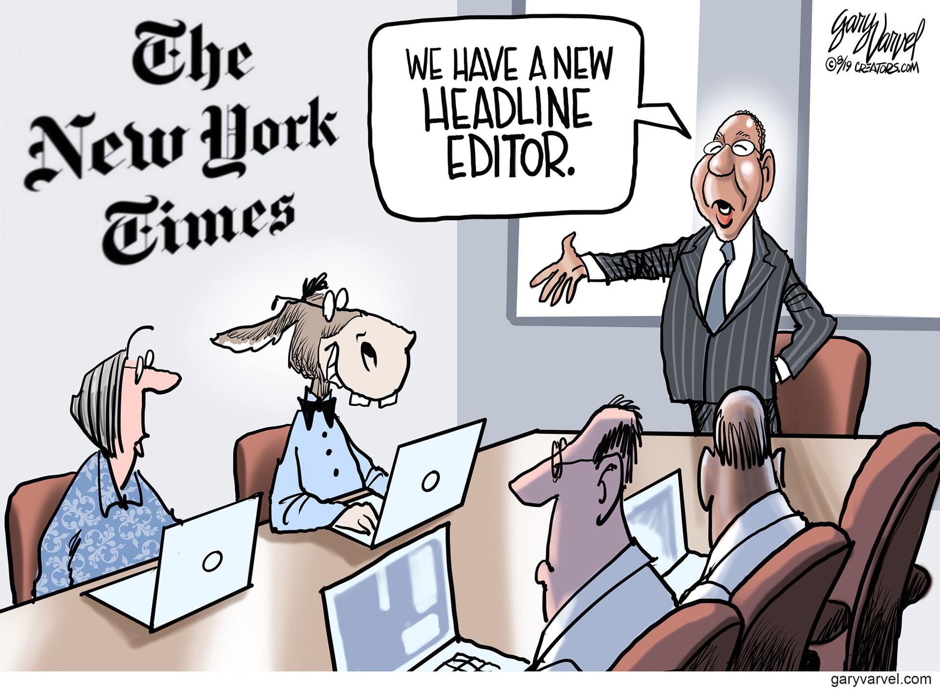 Political Cartoon U.S. New York Times Democrats Editing Headlines The