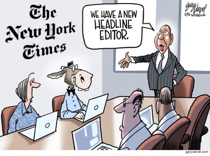 Political Cartoon U.S. New York Times Democrats Editing Headlines