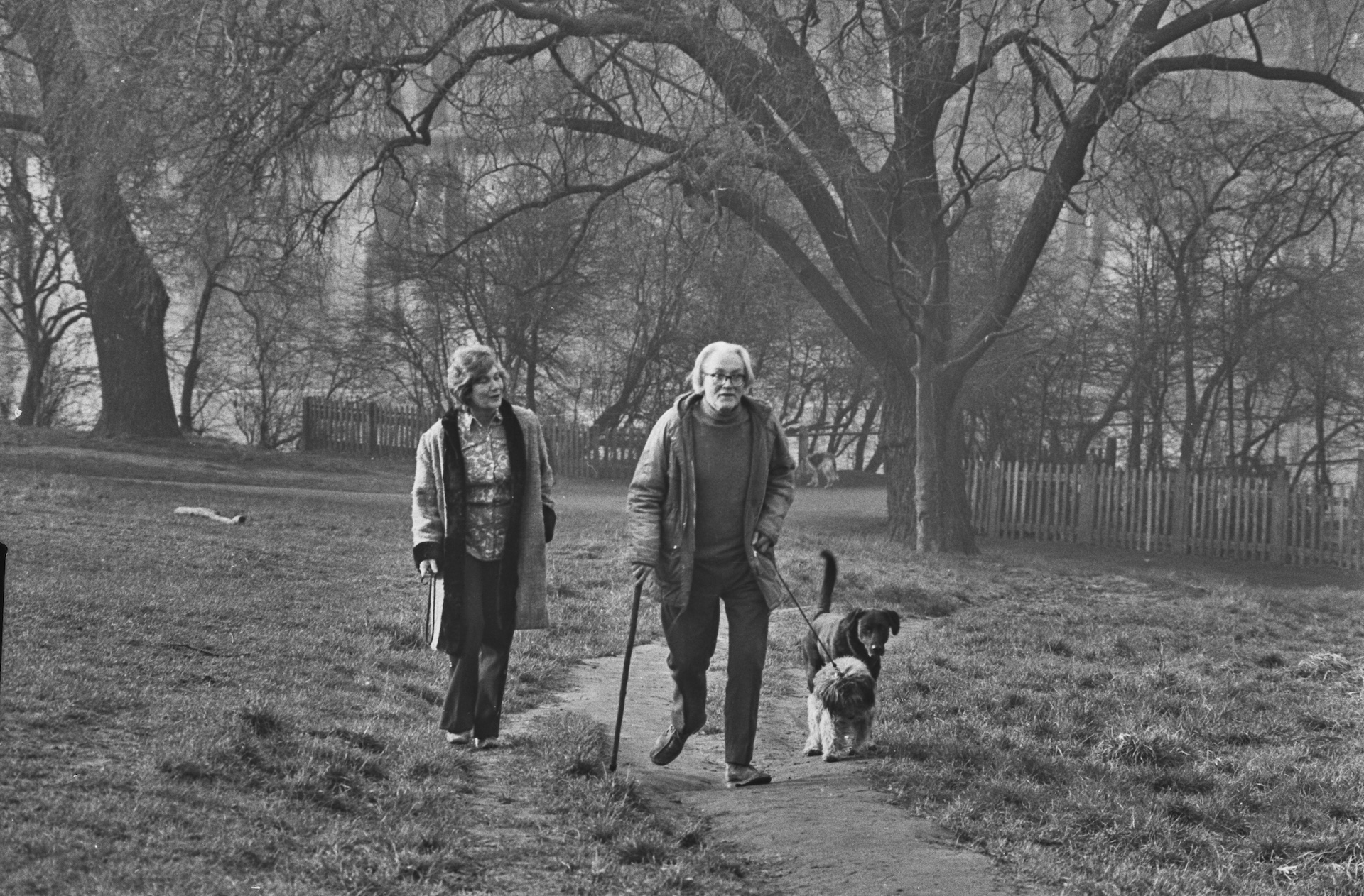 Documentary filmmaker Jill Craigie on a walk with her husband, Labour MP, Michael Foot