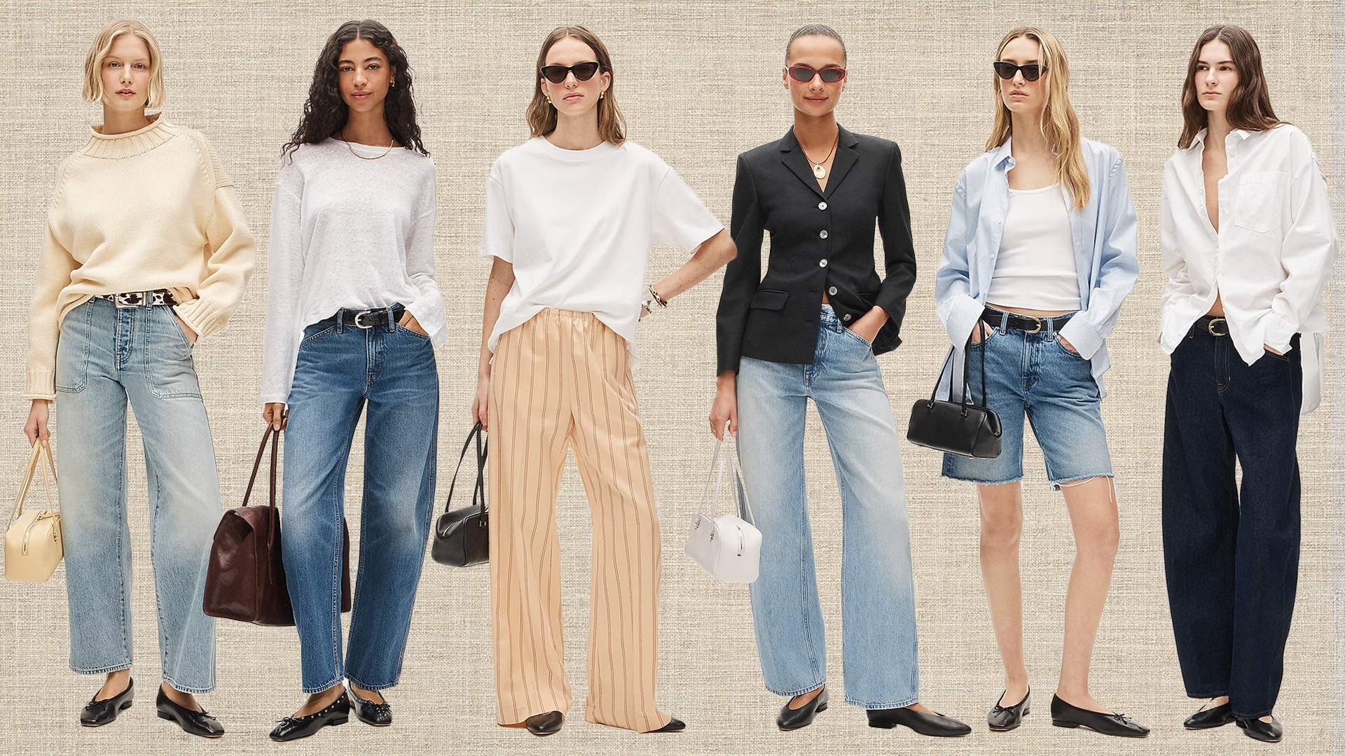 collage of 6 chic spring outfit ideas from J.Crew for 2026