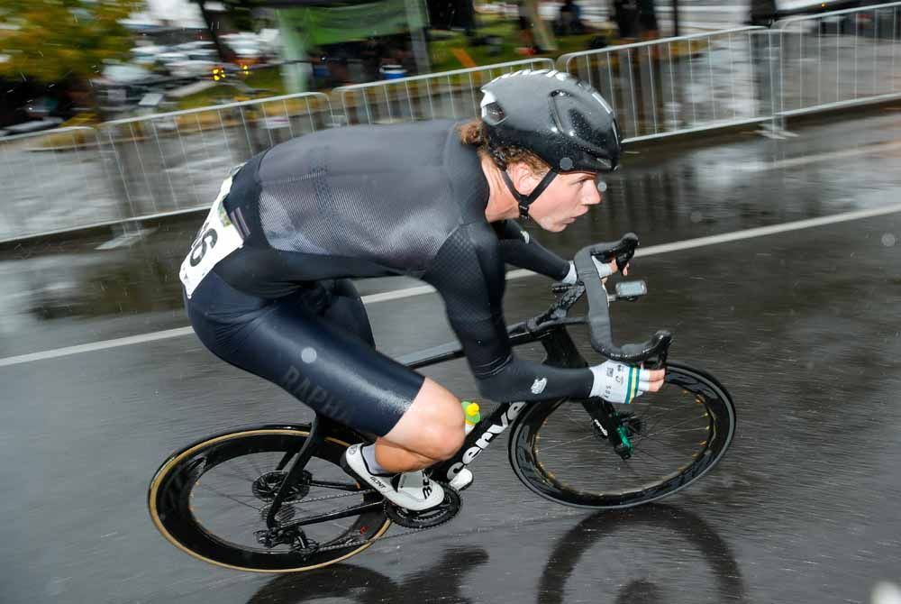 O'Brien concentrating in the wet conditions