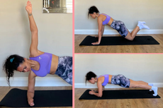 Personal trainer Jade Hansle demonstrating three variations of the plank pose