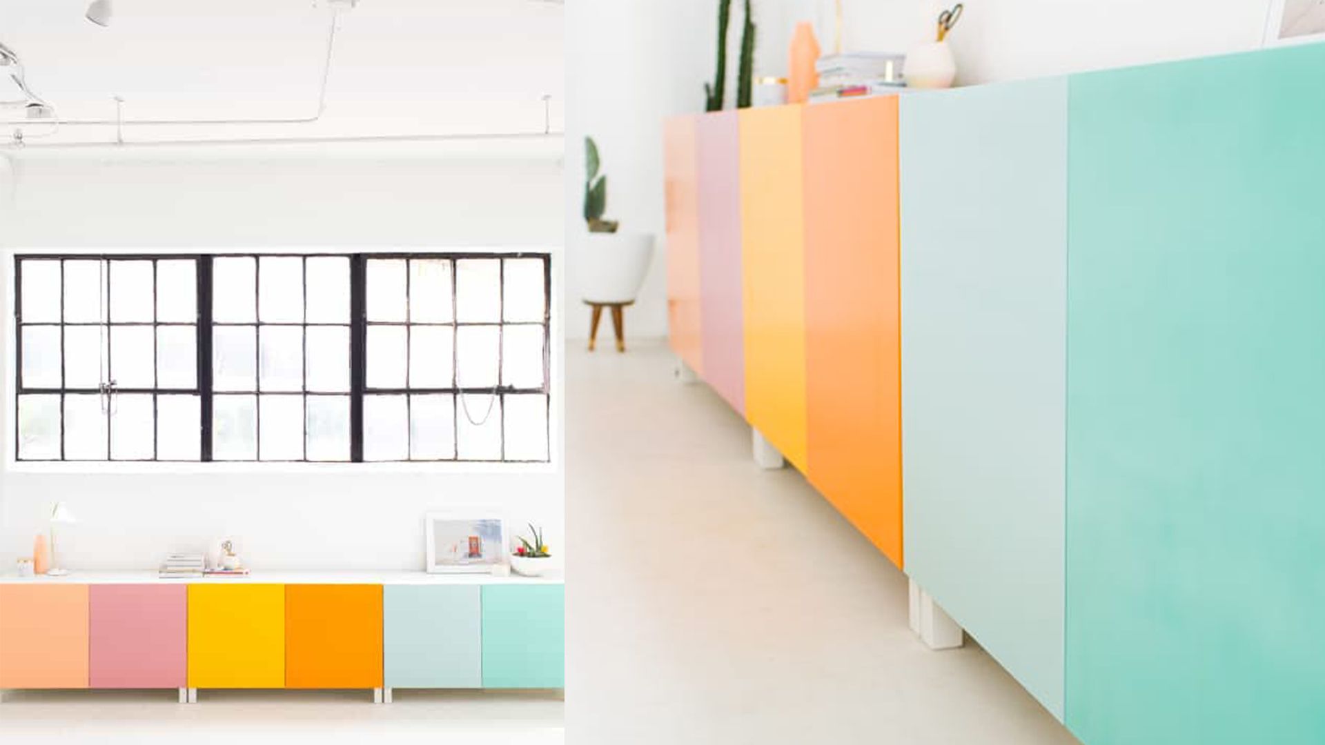 Colourful Besta unit with painted doors