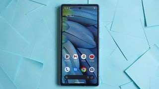 Google Pixel 7a review front straight sticky notes