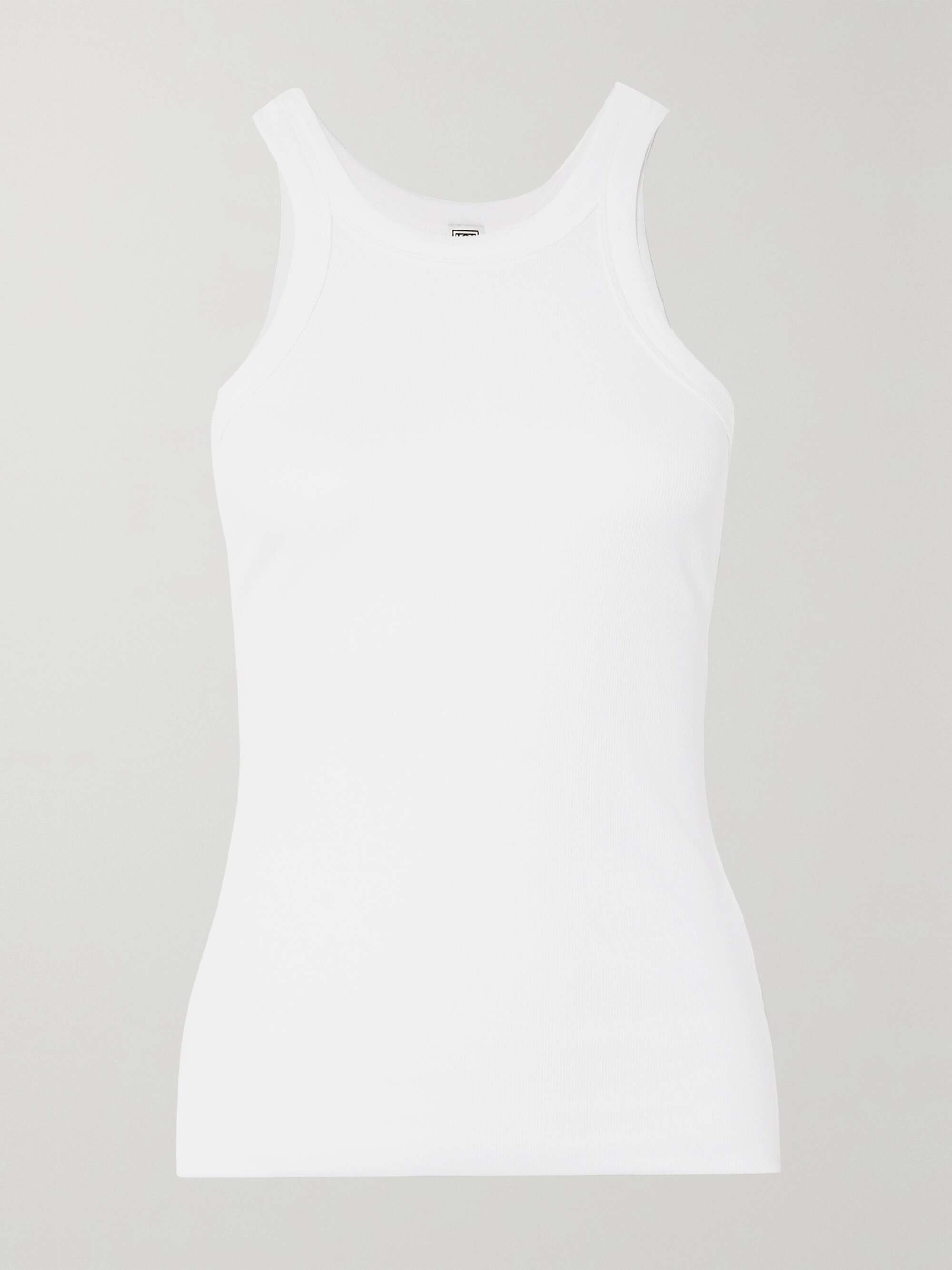 + Net Sustain Curved Ribbed Stretch Organic Cotton-Jersey Tank