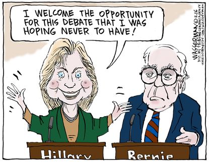 Political cartoon U.S. Hillary Bernie 2016