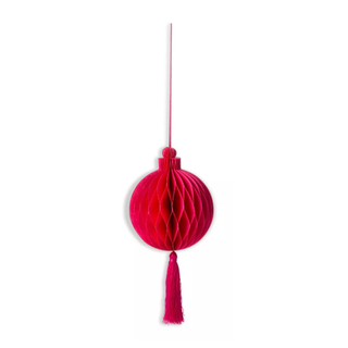 Tagltd Paper Honey Comb With Tassel Fuchsia Decor Decoration Ornament Magnet Closure Cord for Hanging Christmas Xmas Holiday