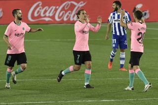 Griezmann, centre, equalised for Barcelona but could not get the winner