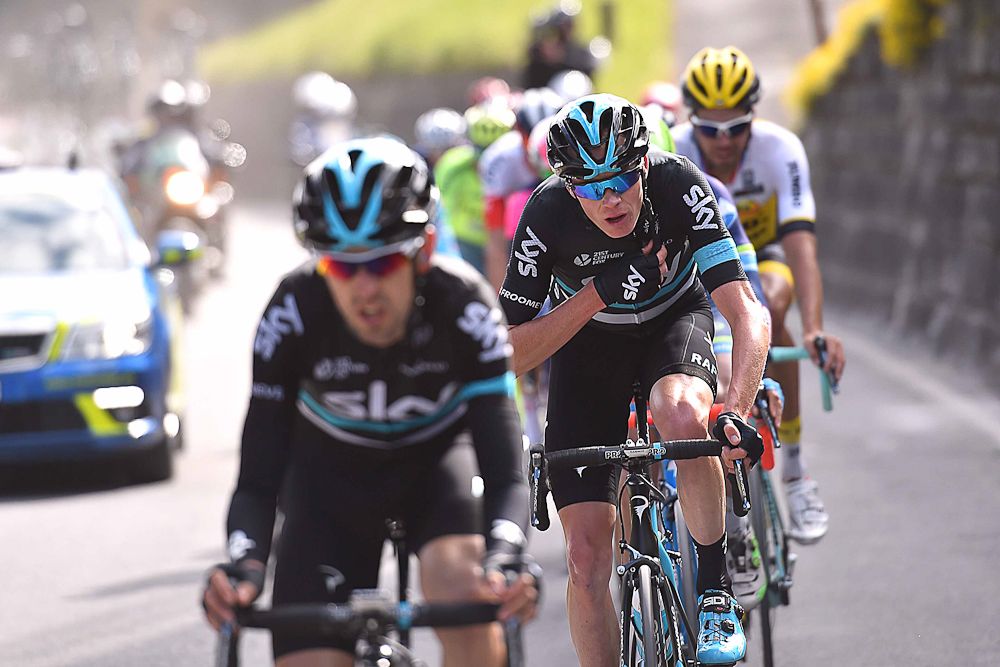 Chris Froome in action during stage 4 at the Tour de Romandie.