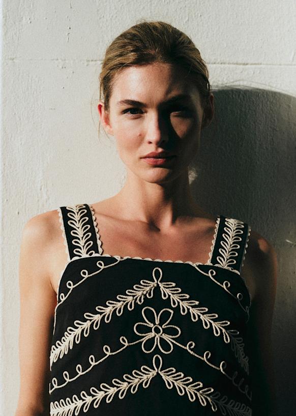 Marga Blouse - Black Ecru - Organic Cotton - S&amp;eacute;zane