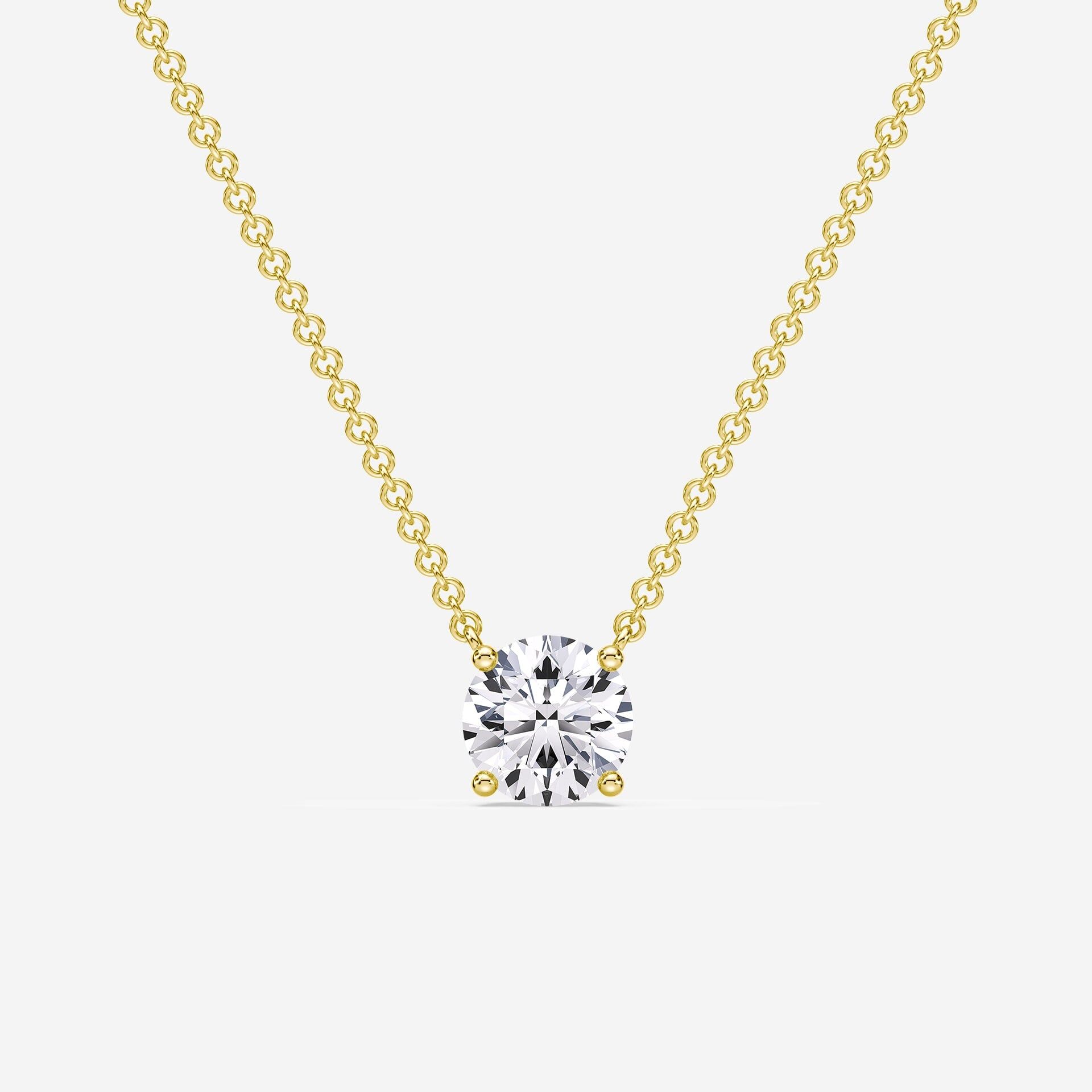 Lab Diamond Round Solitaire Pendant Yellow Gold