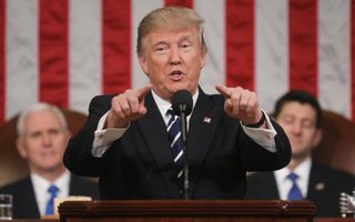 President Donald Trump delivers his first address to a joint session of the U.S. Congress on Feb.28, 2017 in the House chamber of the U.S. Capitol in Washington, DC.