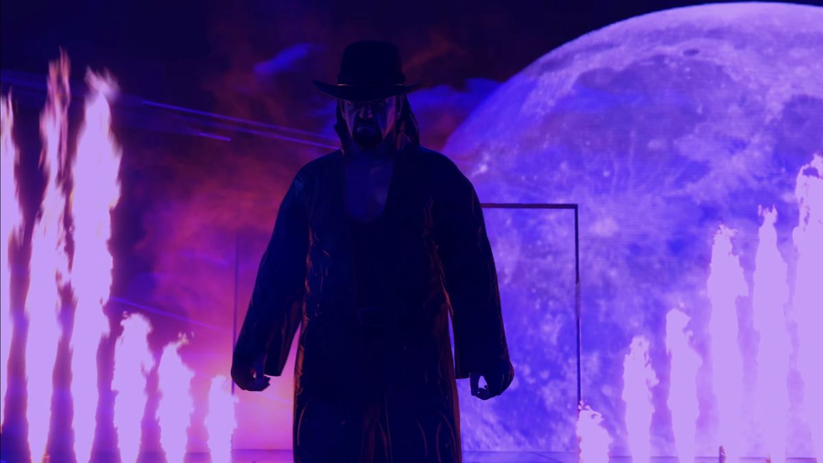 Promotional screenshot of The Undertaker walking to the ring in WWE 2K25