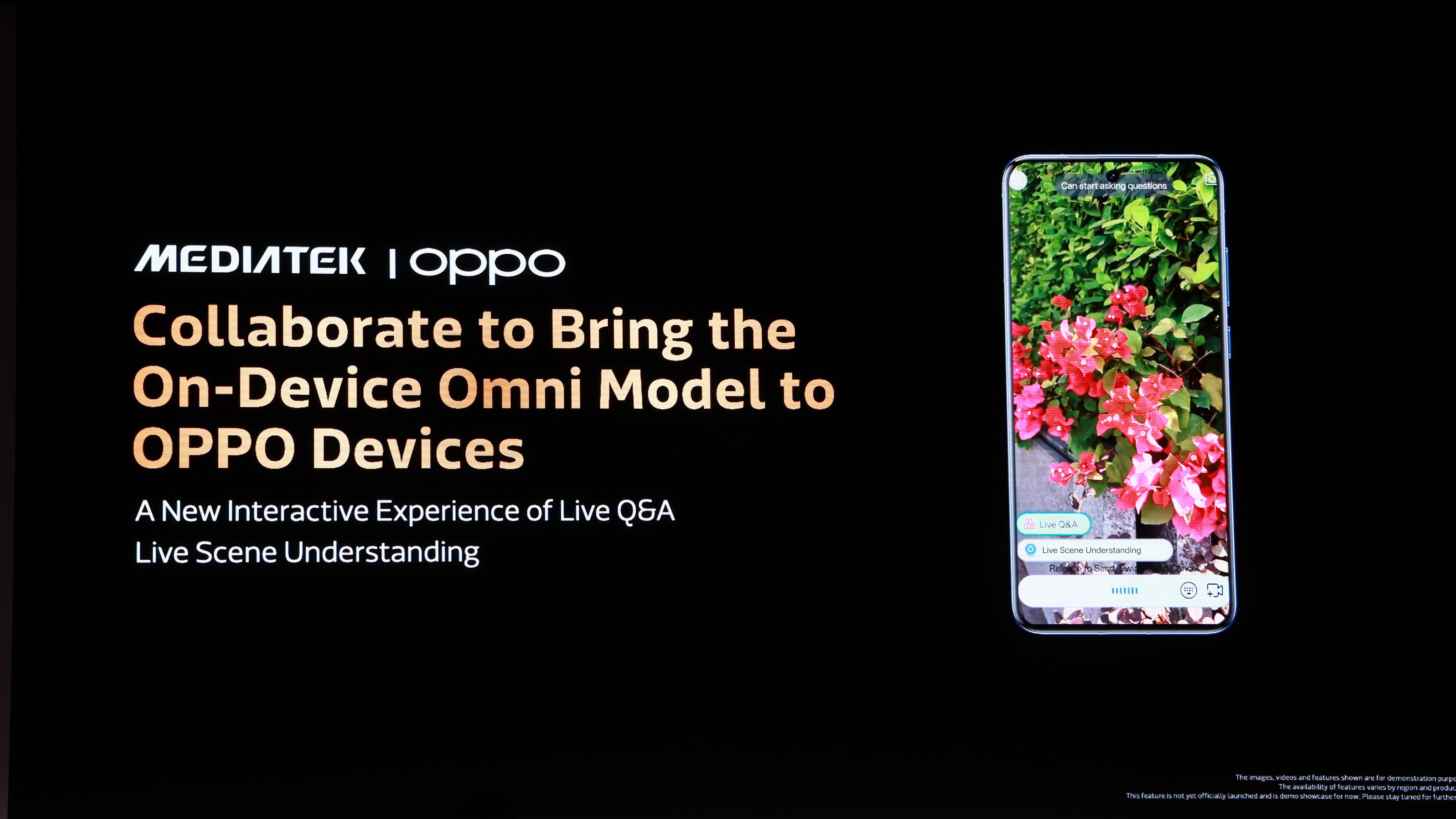 OPPO and MediaTek highlighted Omni, a on-device AI feature that aims to help bring AI's usefulness into the physical world to help users.