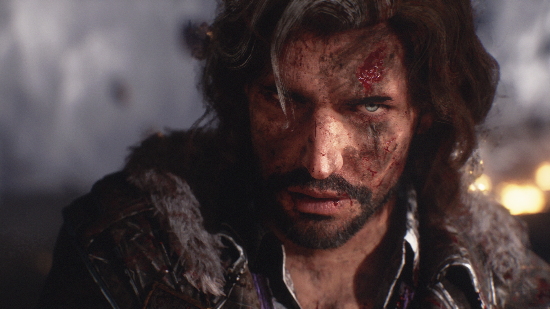 Verso covered in blood and mud