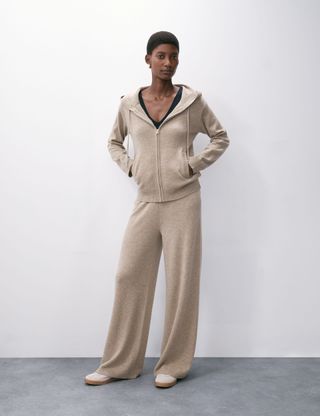 Pure Cashmere Wide Leg Trousers