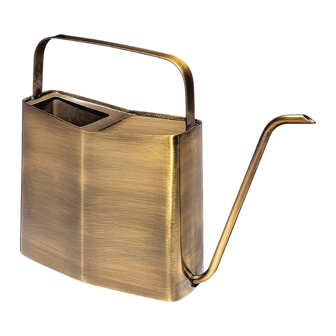 Modern Sprout Brass Finish Plant Watering Can - 3l Capacity - Long Spout Stainless Steel Vessel for Outdoor &amp;amp; Indoor Plants - Rust Resistant - Garden Accessory for Houseplants &amp;amp; Decorative Use