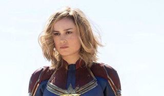 Brie Larson as Captain Marvel in suit