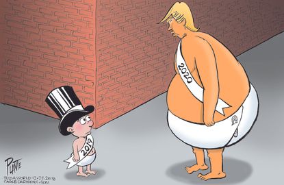 Political cartoon U.S. Trump new years 2020