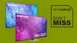 Samsung deals image with Q80C and Qn90C on green background 