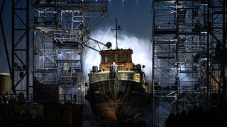 Cameo lights shine bright on the Flying Dutchman in a European production.