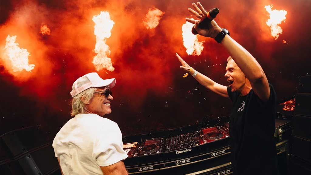 Jon Bon Jovi and Armin van Buuren onstage