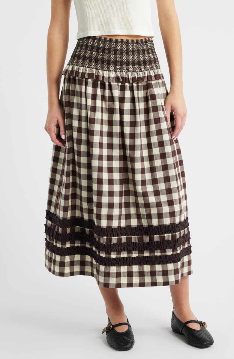 Ava Ruffle Trim Midi Skirt