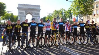 Bernhard Eisel with team Sky at the end of the 2012 Tour de France