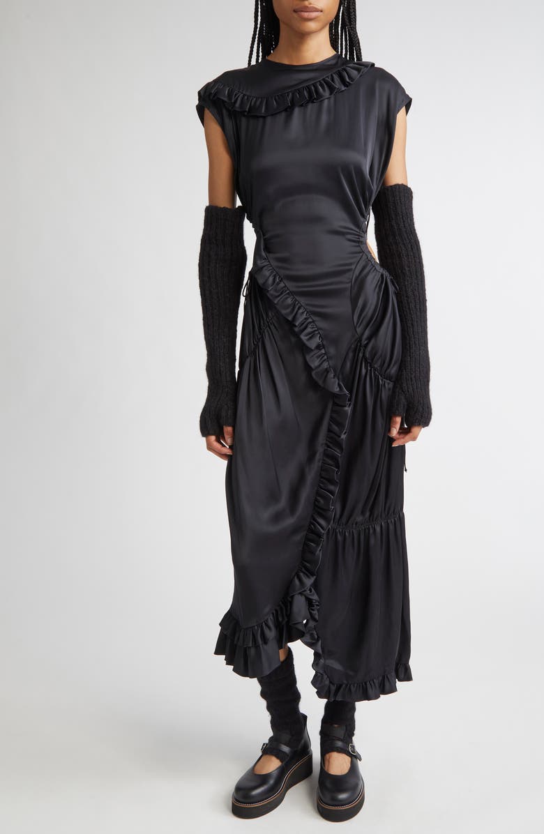 Liquid Cutout Drape Satin Dress