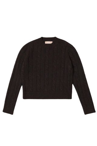 Carrow Cable Crewneck in Dark Brown