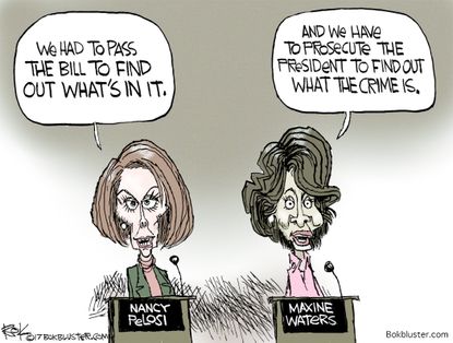 Political cartoon U.S. Trump Russia investigation Democrats Nancy Pelosi Maxine Waters