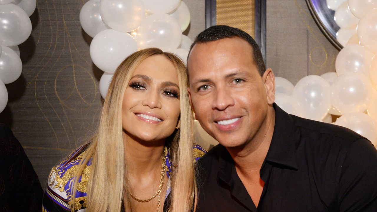 Jennifer Lopez and Alex Rodriguez attend Jennifer Lopez&#039;s MTV VMA&#039;s Vanguard Award Celebration at Beauty &amp; Essex on August 21, 2018 in New York City