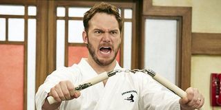 Chris Pratt as Andy Dwyer as Johnny Karate in Parks and Recreation
