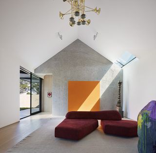 living space with pitched roof ceiling