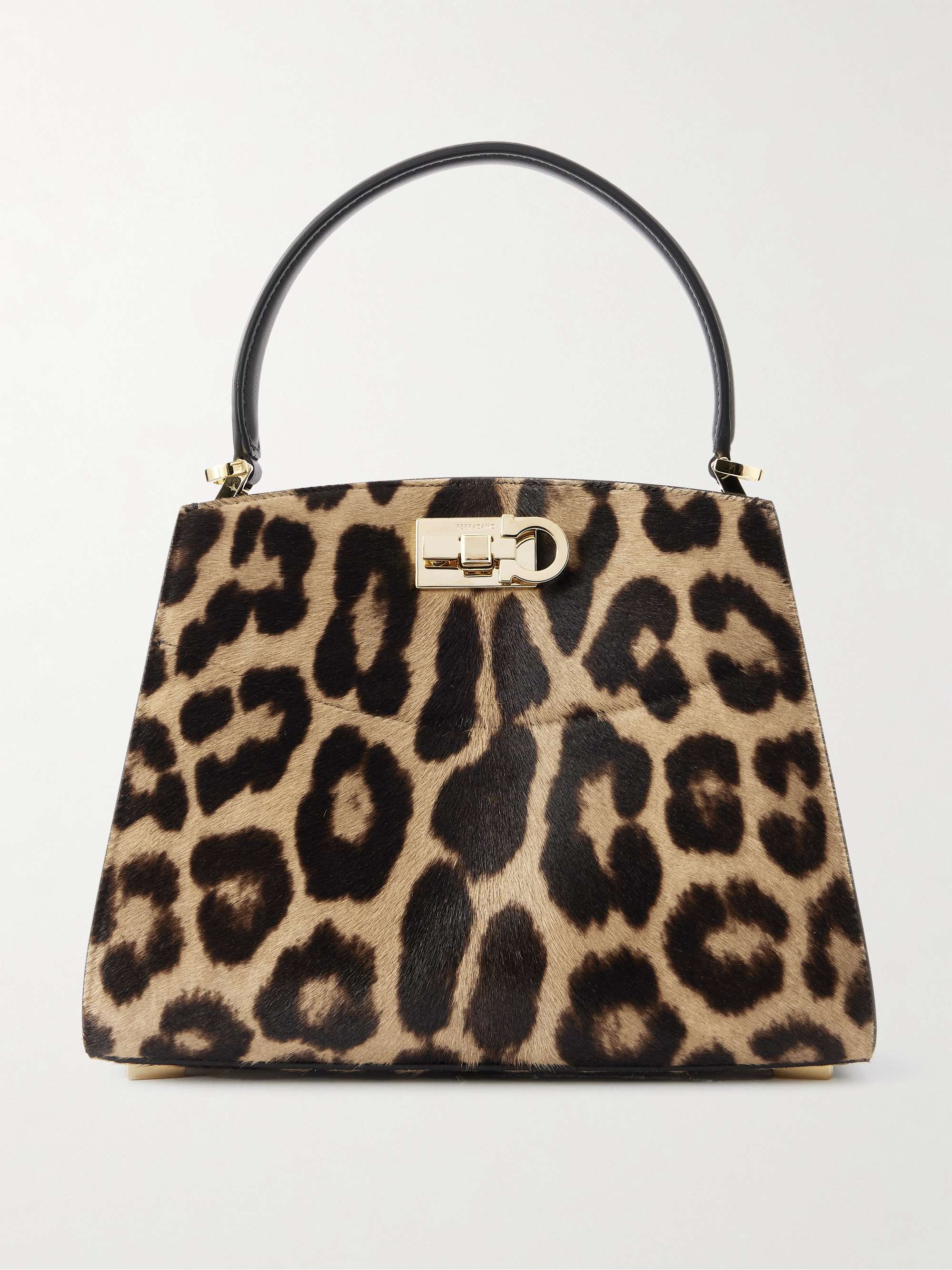 St. Box Leather-Trimmed Leopard-Print Pony Hair Tote