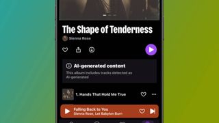 A smartphone showing AI-flagged music in Deezer