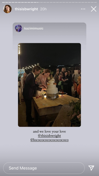 Bonnie Wright's wedding photo from Instagram