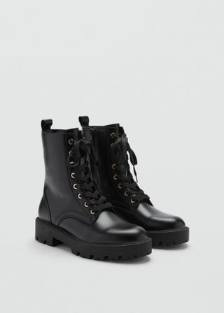 Lace-Up Leather Ankle Boots - Women | Mango United Kingdom