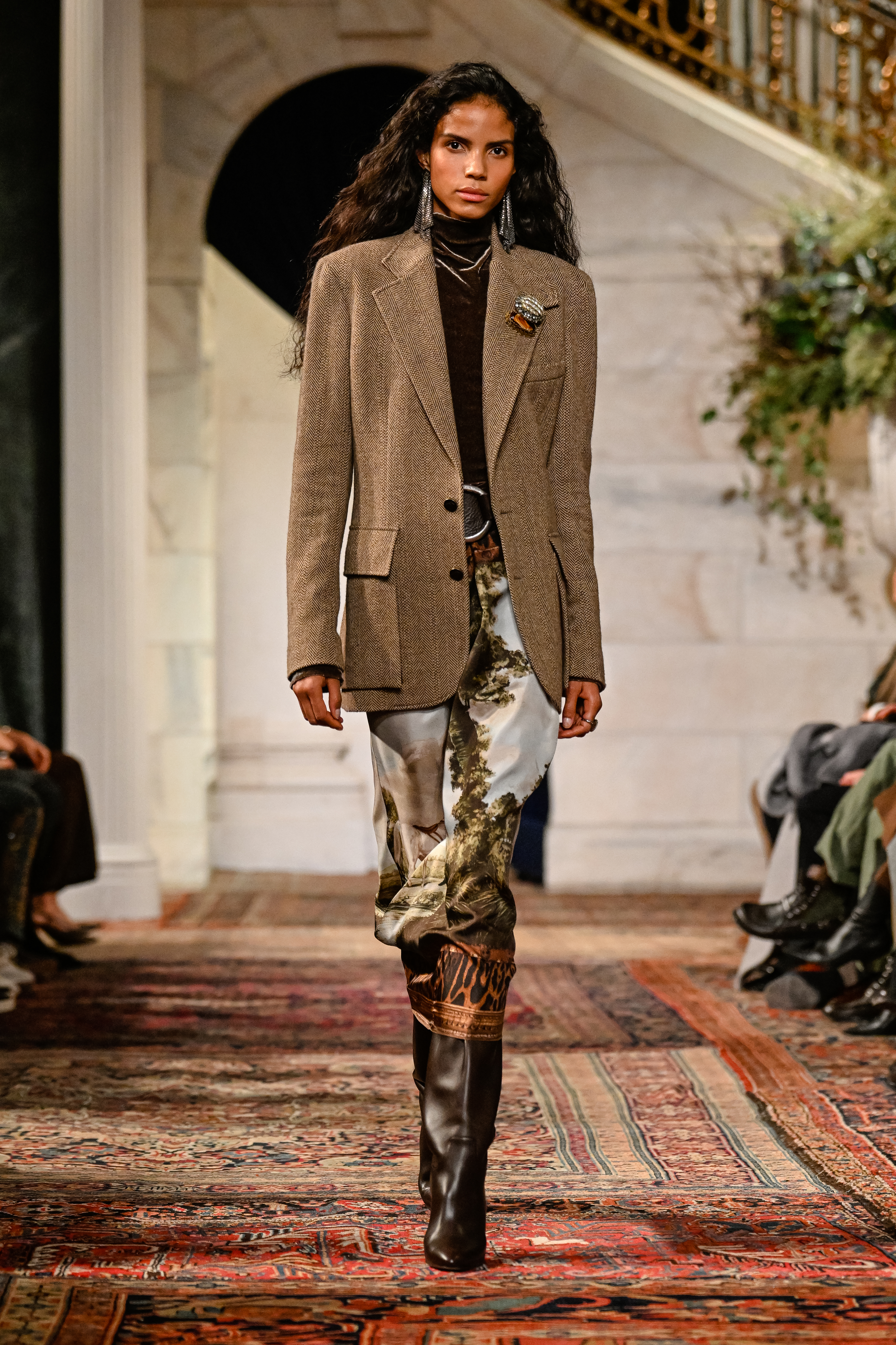 a model walks the runway at Ralph Lauren